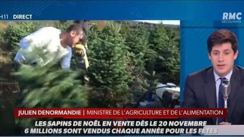« C’est quand même plus simple d’organiser cette vente de sapins dans la mesure où dans la plupart des cas ça se fait à l’extérieur », a détaillé Julien Denormandie, au micro de RMC ce 17 novembre 2020. © Capture d’écran RMC