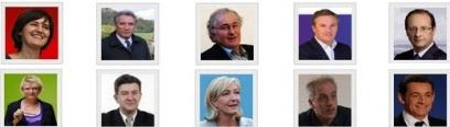 Les dix candidats à la présidentielle de 2012.