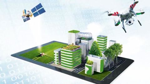 Le visuel du concours met en avant le végétal, l'urbain et le numérique.PHOTO : VÉGÉPOLYS