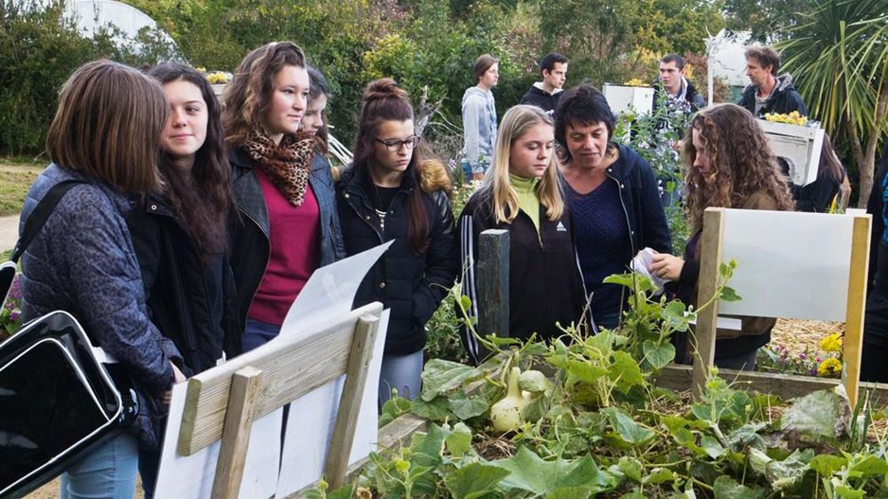 Ces visiteurs se laissent surprendre devant des courges calebasses.PHOTO : JOSÉ PUJOL