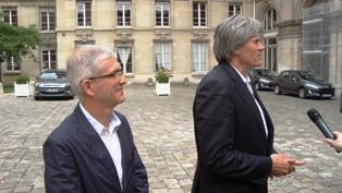 Bernard Lannes, président de la CR et Stéphane Le Foll, ministre de l'Agriculture lors du point de presse à l'issue de leur entretien