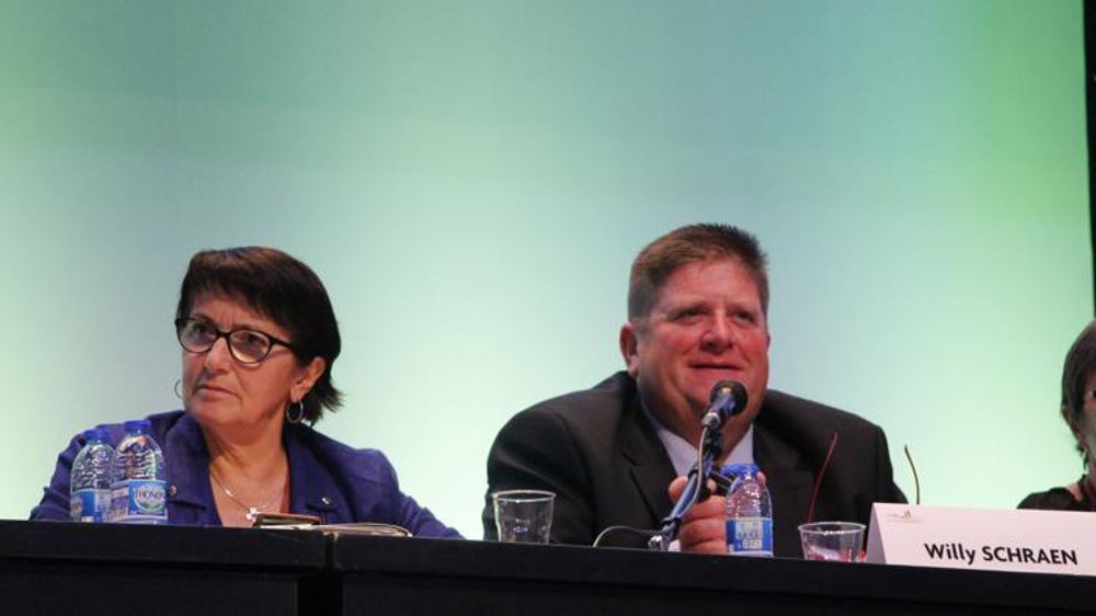 Willy Schraen, président de la FNC a invité Christiane Lambert, présidente de la FNSEA à l’assemblée générale de la Fédération nationale des chasseurs, ce 23 octobre.