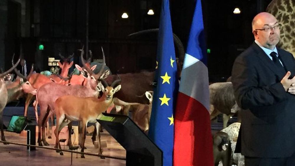 Le ministre de l’Agriculture, Stéphane Travert, lors de la présentation du plan sur la biodiversité. © I. Logvenoff/GFA