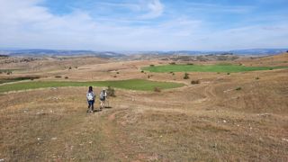 Haut plateau calcaire et pierreux, le causse aride est ponctué des petites dépressions argileuses plus fertiles et cultivées : les dolines. Haut plateau calcaire et pierreux, le causse aride est ponctué des petites dépressions argileuses plus fertiles et cultivées : les dolines.