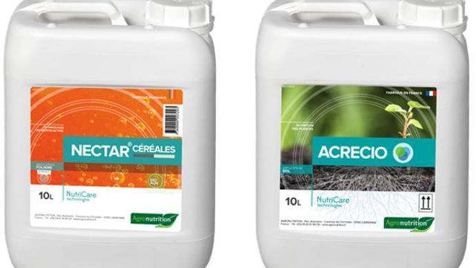 Nectar céréales et Acrecio sont deux biostimulants d’Agronutrition utilisables notamment en grandes cultures.