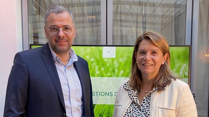 Renaud Bernardi, président, et Florence Nys, déléguée générale de l’Unifa, lors de la conférence de presse annuelle de l’organisation, le mercredi 3 novembre, à Paris.