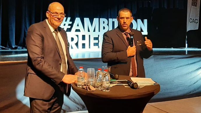 Jean-Marc Schacherer, directeur général (à g.), et Jean-Michel Habig, président de la Cac, ont des ambitions alsaciennes et rhénanes pour la coopérative. © C. REIBEL