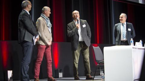La fusion a été validée durant les AG de décembre. De g. à dr., Philippe Delusset, président d’Océalia, Hervé Forestier, président de Natéa, Franck Vevaud, DG de Natéa et Thierry Lafaye, DG d’Océalia. © C. MARIOT.