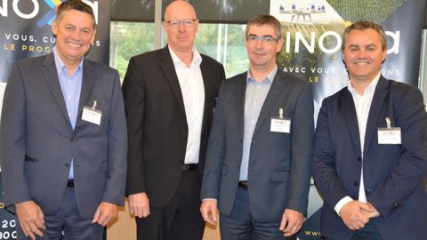 De gauche à droite : Alain Fremy, DGA Inoxa, Jean-François Gaffet, vice-président, Bertrand Hernu, président, et Emmanuel Fremy, directeur général.