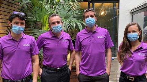 L ’équipe de Corteva (de g. à dr.), Guillaume Guepet, Sixte de Villepin, Maxime Champion, Blandine Bonière,  lors de la conférence de presse de lancement d’Inatreq le 1er octobre.