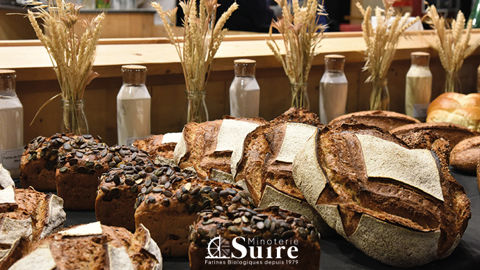 Tout le travail d’une filière céréalière Bio : les farines de meule (meules en pierre naturelle de silex) de la Minoterie Suire sont sublimées à travers ces pains Bio au levain naturel pétris et façonnés par les techniciens boulangers d’Atelier m’alice. Tout le travail d’une filière céréalière Bio : les farines de meule (meules en pierre naturelle de silex) de la Minoterie Suire sont sublimées à travers ces pains Bio au levain naturel pétris et façonnés par les techniciens boulangers d’Atelier m’alice.