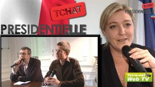Marine Le Pen interrogée par Terre-net Média durant la campagne présidentielle de 2012.  