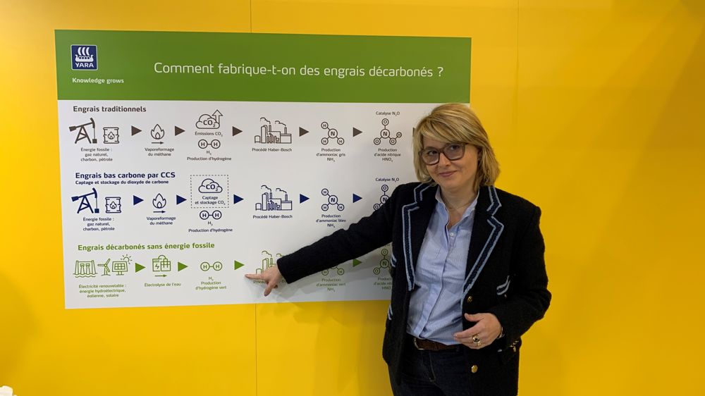 Delphine Guey, directrice de la communication de Yara, est revenue sur l'ambition du groupe de décarboner une partie de ses engrais d'ici à  2030. Delphine Guey, directrice de la communication de Yara, est revenue sur l'ambition du groupe de décarboner une partie de ses engrais d'ici à  2030.