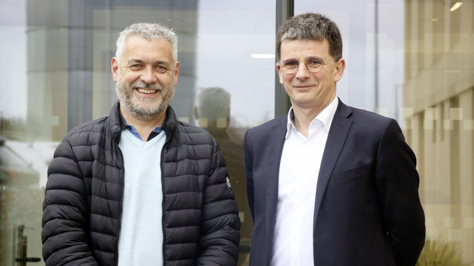 Thomas Couëpel (à g.), président du groupe coopératif Le Gouessant, et Rémi Cristoforetti, directeur général.