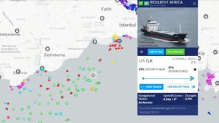 Le Resilient Africa est arrivé le 21 septembre 2023 à Istanbul, avec 3000 tonnes de blé ukrainien.