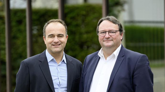Arnaud Mercier (à g.) et Guillaume Rivet, respectivement président et DG de Bonneval Beauce et Perche, engagent leur coopérative dans la démarche Agri Confiance.