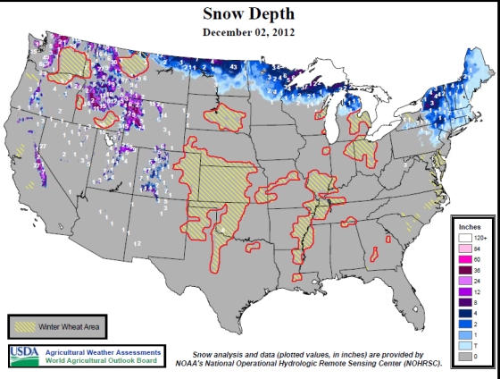 Hauteur de neige aux Etats-Unis.