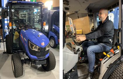 Le tracteur mesure à peine plus de 2 m de hauteur mais l'espace en cabine est spacieux, même pour un grand gabarit. Le tracteur mesure à peine plus de 2 m de hauteur mais l'espace en cabine est spacieux, même pour un grand gabarit.