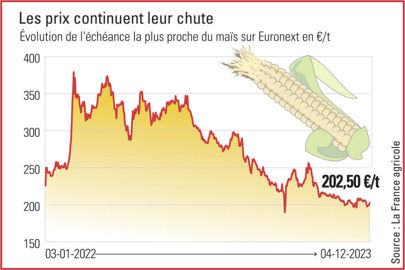 évolution des cours du maïs sur Euronext