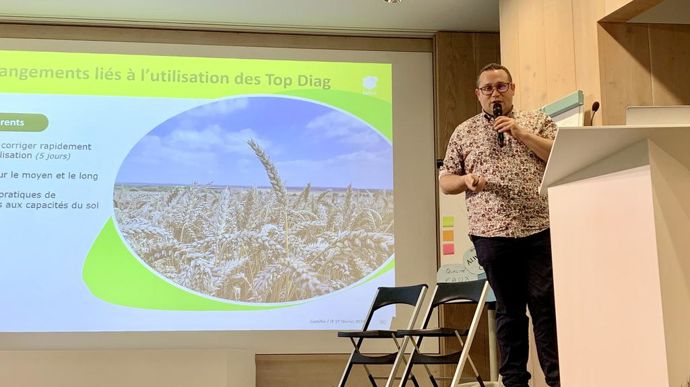 Julien David, conseiller au service agronomique d’EMC2, a présenté, jeudi 1er février, lors de la journée organisée par le Comifer, Top-Diag, un outil d'analyse de sève qui permet d'optimiser la fertilisation.