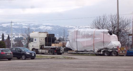 Moissonneuse-batteuse Laverda protégée pour le transport