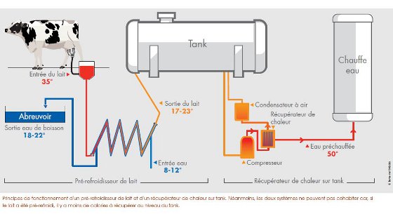 Pré-refroidisseur de lait et récupérateur de chaleur sur tank vaches laitières