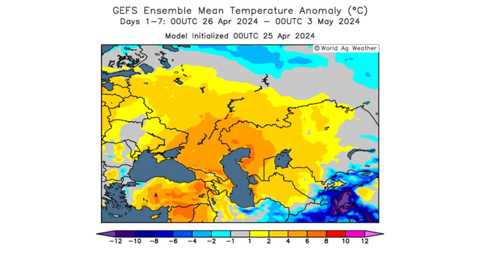 Les températures élevées en Russie accentuent le stress hydrique du blé d'hiver. Les températures élevées en Russie accentuent le stress hydrique du blé d'hiver.