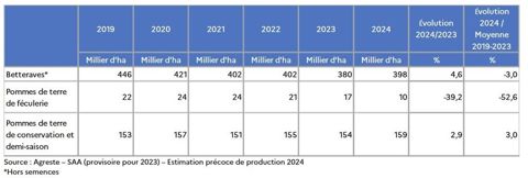 Estimations au 1er mai 2024 des surfaces de cultures industrielles