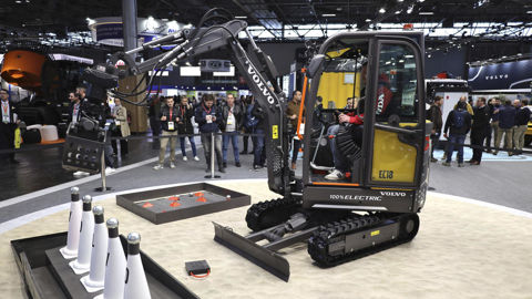 La minipelle électrique EC18 était en démonstration au récent salon Intermat 2024.