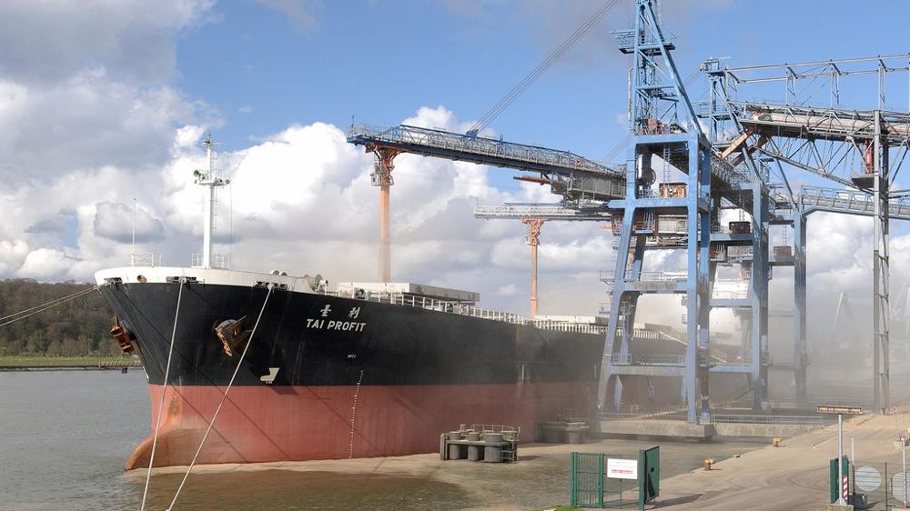 Chargement de blé au port de Rouen