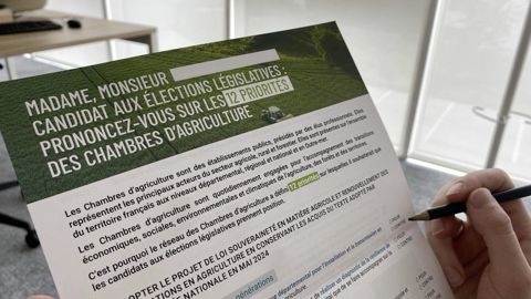 Les candidats aux législatives peuvent cocher sur les 12 propositions énoncées par Chambres d'agriculture France, afin d'indiquer s'ils sont pour ou contre.