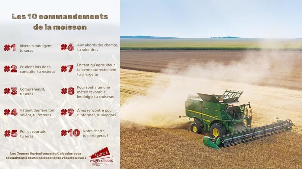 Les 10 commandements Jeunes Agriculteurs Calvados pour la moisson