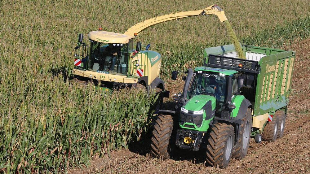 Chantier d'ensilage de maïs