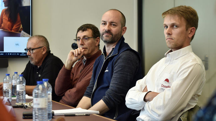 Alain Baraton, fondateur associé et consultant-formateur de Réseau Motival, Christophe Bessard, responsable service agronomie du groupe Bernard, Franck Boissinot, directeur général de Biosphères, et Thomas Perrier, coordinateur filières et transition agroécologique chez Océalia.