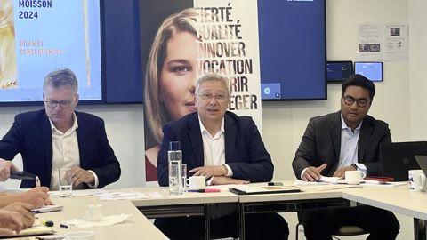 Eric Thirouin (au centre), président de l'AGPB, demande un cap politique fort pour stopper le déclin de la production céréalière française.