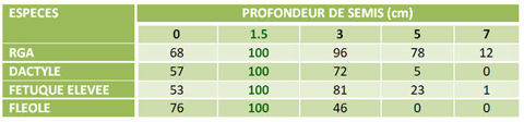 Profondeur de semis de prairie