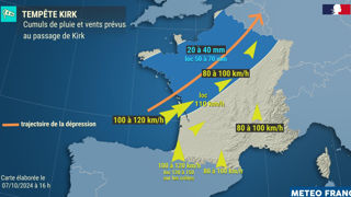 Les cumuls de pluie les plus importants affecteront les régions du nord-ouest lors du passage de la dépression Kirk. Les cumuls de pluie les plus importants affecteront les régions du nord-ouest lors du passage de la dépression Kirk.