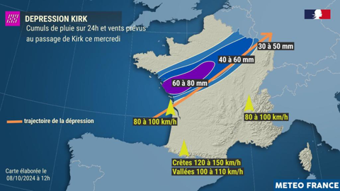 La France va subir des vents violents et des cumuls de pluies extrêmes.