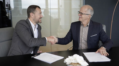 Olivier Nollent (à g.), PDG de SAP France, et Christophe Bonno, directeur général du groupe Maïsadour.