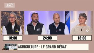 Véronique Le Floc'h, présidente de la Coordination rurale, Laurence Marandola, porte-parole de la Confédération paysanne, Pierrick Horel, président de Jeunes agriculteurs et Arnaud Rousseau, président de la FNSEA ont participé à un débat sur LCP le 13 janvier. Ces deux derniers étant allié pour les élections, il a été décidé de leur attribuer un temps de parole de 40 %, soit 24 minutes. Véronique Le Floc'h et Laurence Marandola ayant eu chacune 18 minutes pour défendre leurs idées. Véronique Le Floc'h, présidente de la Coordination rurale, Laurence Marandola, porte-parole de la Confédération paysanne, Pierrick Horel, président de Jeunes agriculteurs et Arnaud Rousseau, président de la FNSEA ont participé à un débat sur LCP le 13 janvier. Ces deux derniers étant allié pour les élections, il a été décidé de leur attribuer un temps de parole de 40 %, soit 24 minutes. Véronique Le Floc'h et Laurence Marandola ayant eu chacune 18 minutes pour défendre leurs idées.
