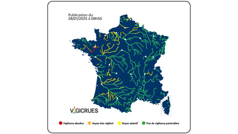 Les averses provoquent des risques de crues dans l'Hexagone.