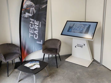 Un espace d'accueil digital permet au client professionnel de s'informer et d'utiliser certains services. (&copy; Pellenc)