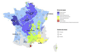 Carte de l'état du niveau des nappes phréatiques au 1er février 2025. Carte de l'état du niveau des nappes phréatiques au 1er février 2025.