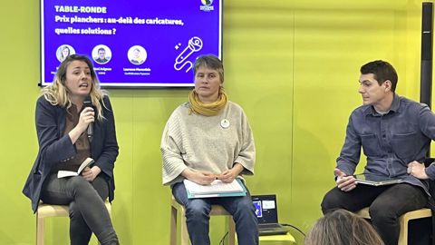 A l'invitation de Max Havelaar, Marie Pochon, Laurence Marandola et Rémi Avignon ont échangé autour du concept de prix planchers, le 25 février, au Salon de l'agriculture.