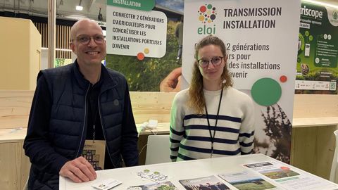 Maxime Pawlak, cofondateur et président d’Éloi, et Juliette Colin, pilote du programme "Coop d'avenir", lancé lors du Salon de l'agriculture.