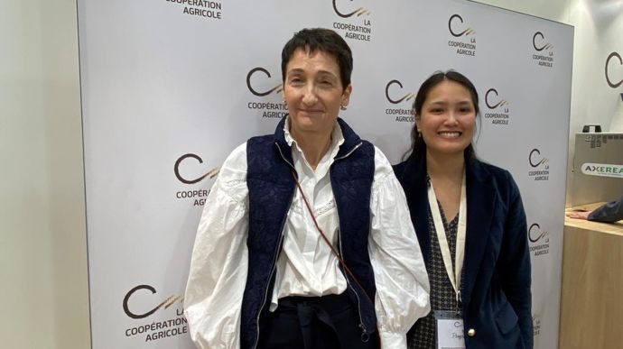 Catherine Matt (à g.), directrice de La Coopération agricole Métiers du grain, et Cécile Baschou, responsable technique et risques industriels, ont fait un point d'étape lors du Sia 2025 sur le plan Infrastructures 2030.