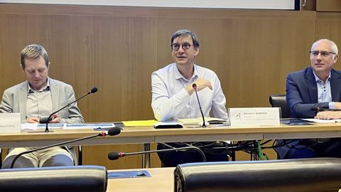 Olivier Lebert, Sébastien Windsor et Arnaud Delestre, après l'élection du bureau de Chambres d'agriculture France, le 19 mars.