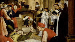 Saint Sébastien intercédant pour les pestiférés du peintre français Josse Lieferinxe (vers 1497-1499). Saint Sébastien intercédant pour les pestiférés du peintre français Josse Lieferinxe (vers 1497-1499).