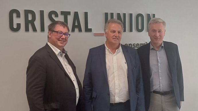 Xavier Astolfi, directeur général de Cristal Union, Olivier de Bohan, président, et Stanislas Bouchard, directeur général adjoint, mardi 10 juin, à Paris.