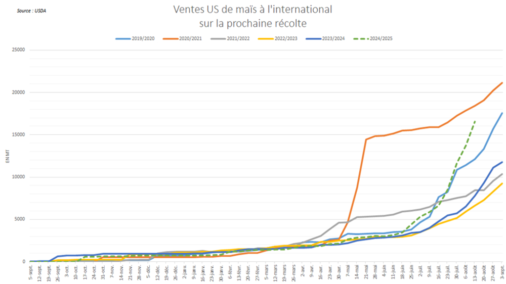 Les ventes américaines de maïs à l'international ont rapidement accéléré.